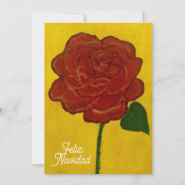 Feliz Navidad Red Rose Painted Julkort