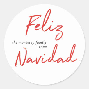 Feliz Navidad Red White Helgdag Runt Klistermärke