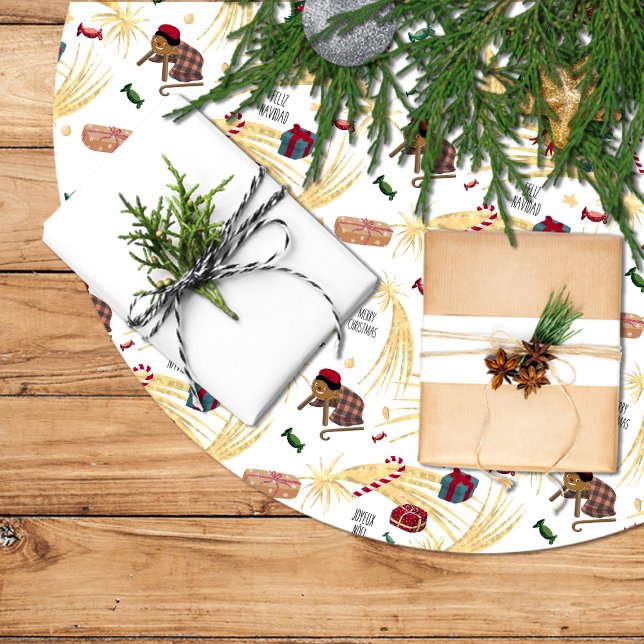 Feliz navidad, regalos y dulces para todos. julgransmatta borstad polyester (Skapare uppladdad)