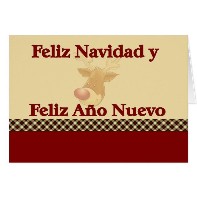 Feliz Navidad Reindeer Hälsningskort (Framsidan Horizontal)