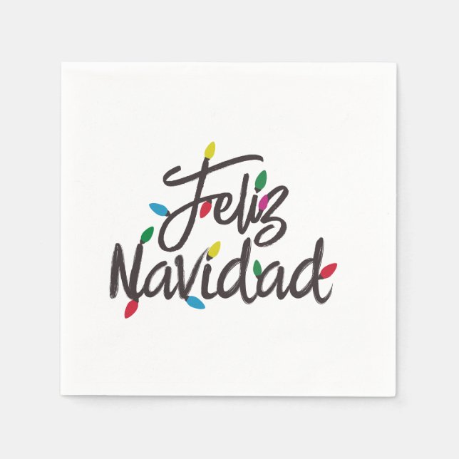 Feliz Navidad Retro jul Ljus Helgdag Pappersservett (Framsidan)