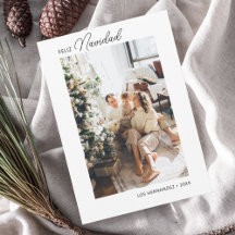 Feliz Navidad Retro-skriptfotokort för Helgdag