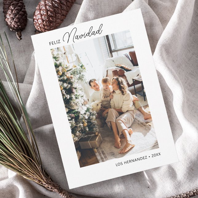 Feliz Navidad Retro-skriptfotokort för Helgdag Julkort (Skapare uppladdad)