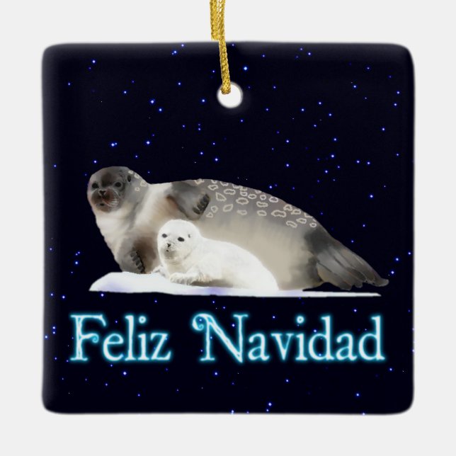 Feliz Navidad - Ringed Seal Julgransprydnad Keramik (Framsida)