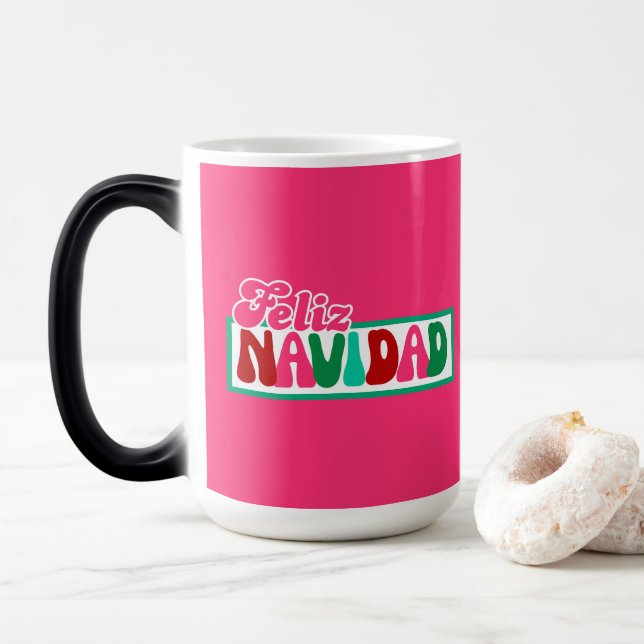 Feliz Navidad - Rosa Morphing Magisk Mugg (Med munk)