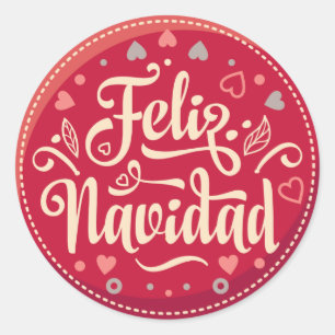 Feliz Navidad Round Sticker Runt Klistermärke