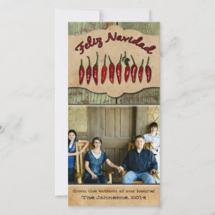 Feliz Navidad Rustic Red Pepper Photo jul Julkort
