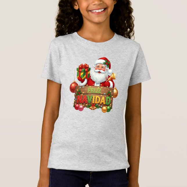 Feliz Navidad Santa Christmas T Shirt (Framsida)