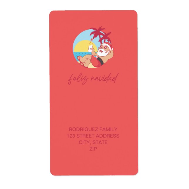 Feliz Navidad Santa Return-adressetikett Fraktsedel (Framsidan)