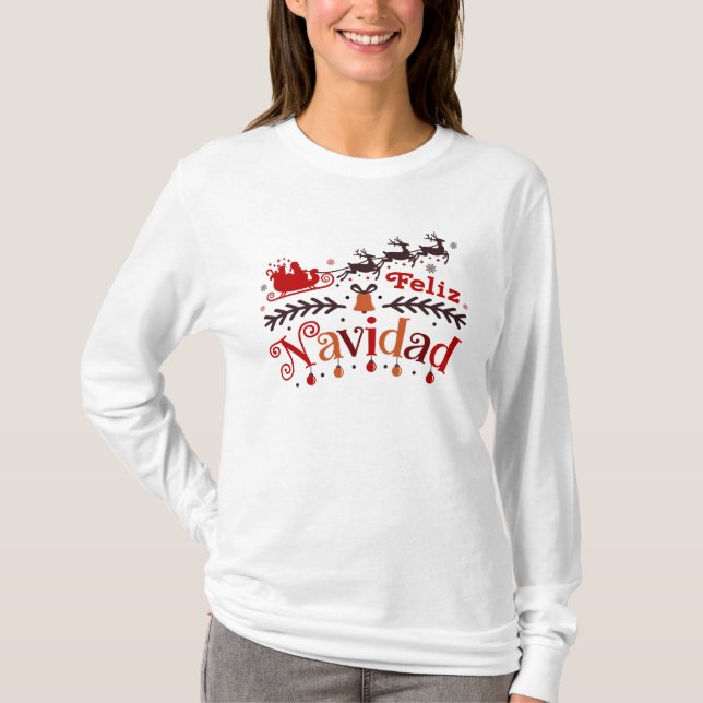 Feliz Navidad Santa T Shirt (Framsida)