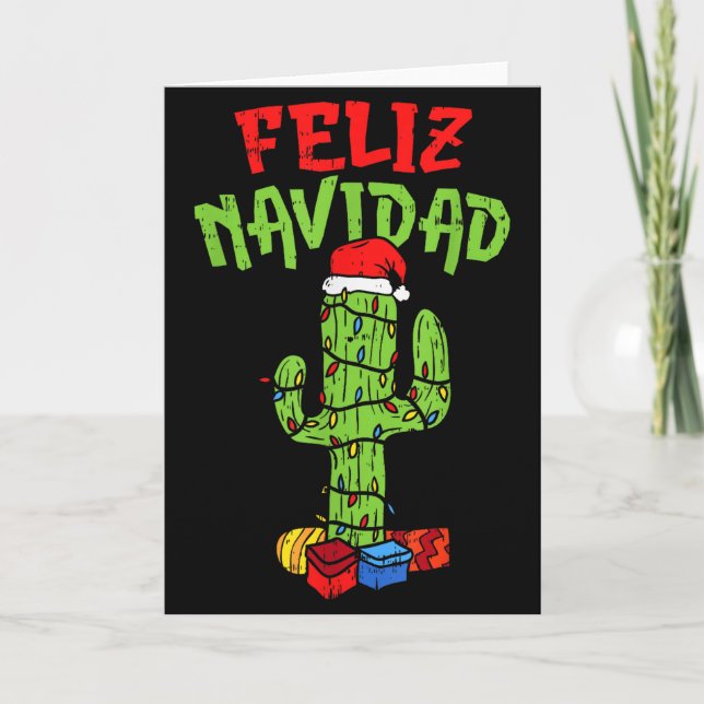 Feliz Navidad Shirt Mexican Christmas Cactus Xmas  Kort (Framsida)