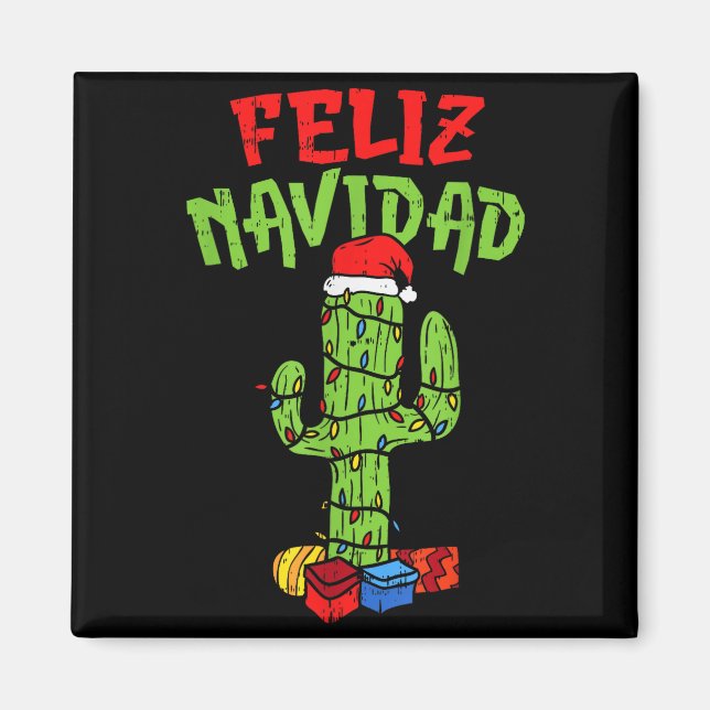 Feliz Navidad Shirt Mexican Christmas Cactus Xmas  Magnet (Framsidan)