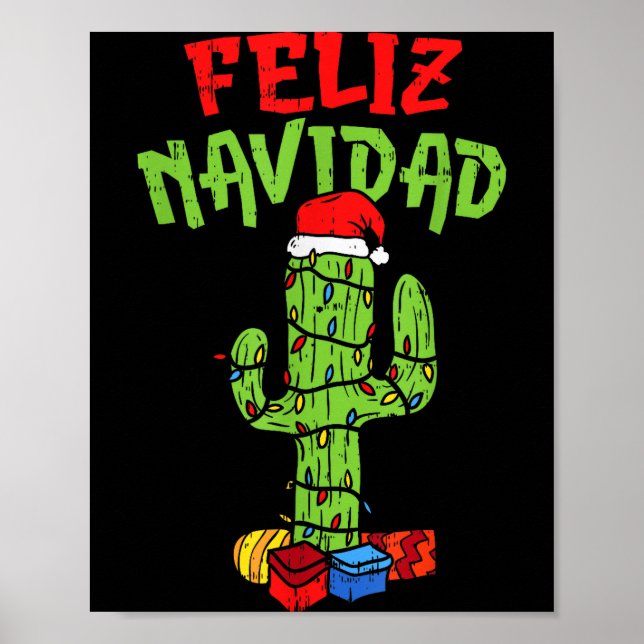Feliz Navidad Shirt Mexican Christmas Cactus Xmas  Poster (Framsidan)