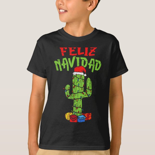 Feliz Navidad Shirt Mexican Christmas Cactus Xmas  T Shirt (Framsida)