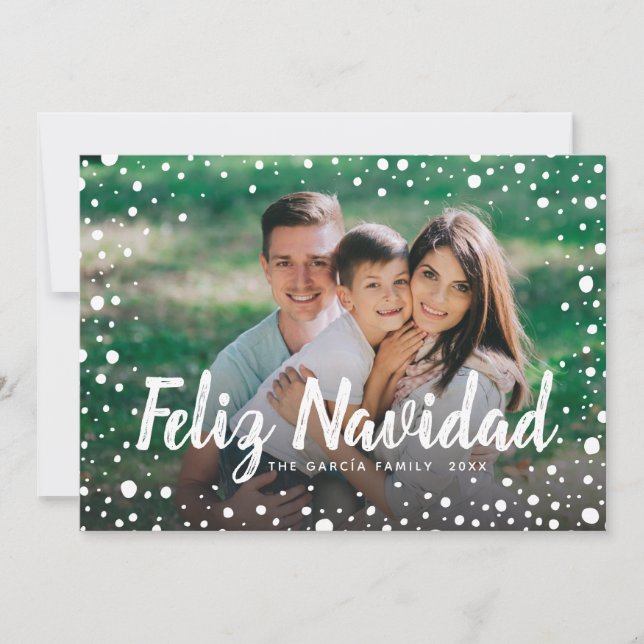 Feliz Navidad snö | Julhälsningar fotoet Julkort (Framsida)