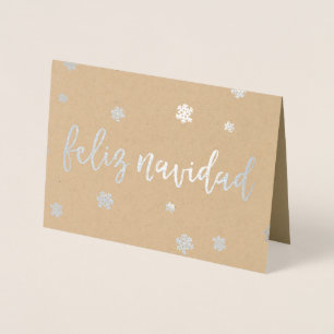 Feliz Navidad Snöflingor Folierat Kort