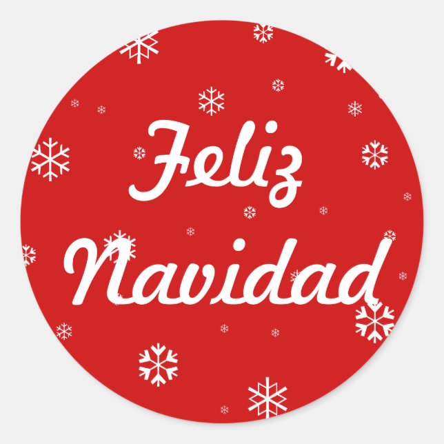 Feliz Navidad Snöflingor Runt Klistermärke (Framsida)