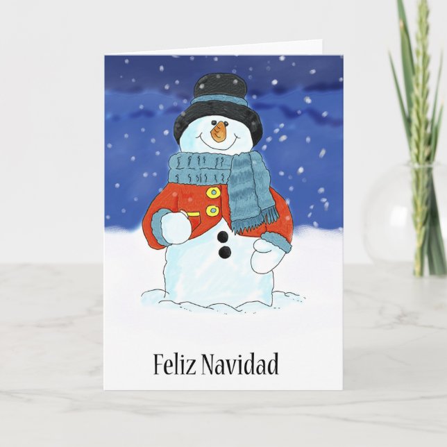 Feliz Navidad Snögubbe Season hälsningar Helgkort (Framsida)