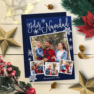 Feliz Navidad Snowflake Rustic 4 Foton jul Inbjudningar