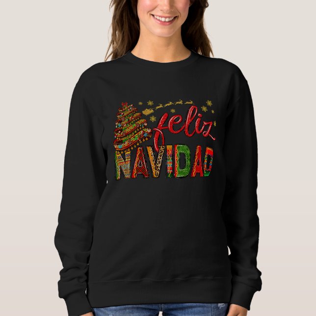 Feliz Navidad  Sombrero Xmas Tree Mexican Christma T Shirt (Framsida)