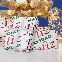 Feliz Navidad Spain Red Grönt Jul Helgdag Presentpapper