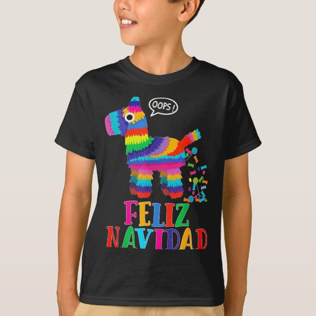 Feliz Navidad Spanish Christmas Funny Mexican Nata T Shirt (Framsida)