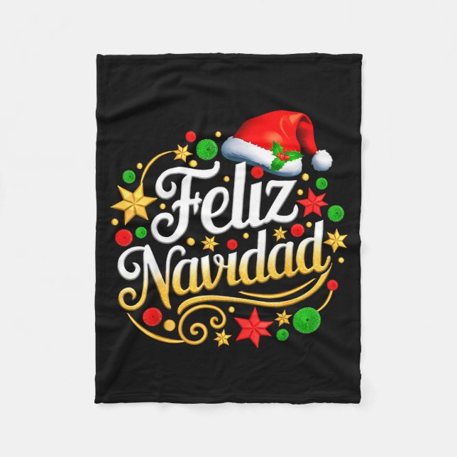 Feliz Navidad Spanish Mexican Christmas Xmas Holid Fleecefilt (Framsidan)