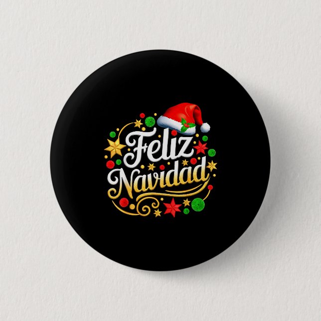 Feliz Navidad Spanish Mexican Christmas Xmas Holid Knapp (Framsida)