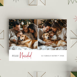 Feliz Navidad Spansk Grönt Photo Julkort