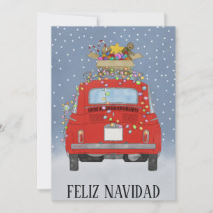 Feliz Navidad Spansk Jul Red Fiat 500 Julkort