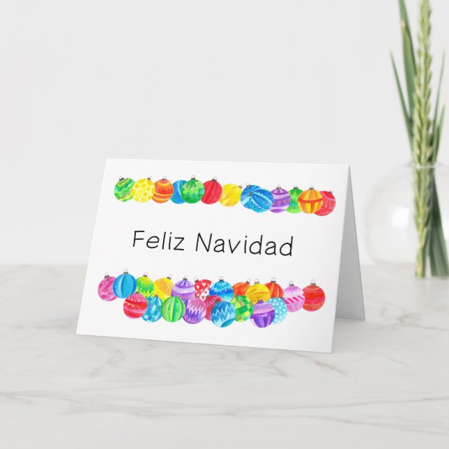 Feliz Navidad spansk jul, vattenfärg Helgkort (Framsida)