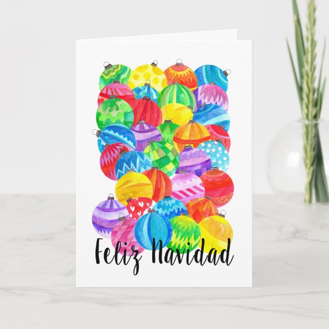 Feliz Navidad spansk jul, vattenfärg Helgkort (Framsida)