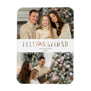 Feliz Navidad Spansk klippt Papper effektfoto Magnet