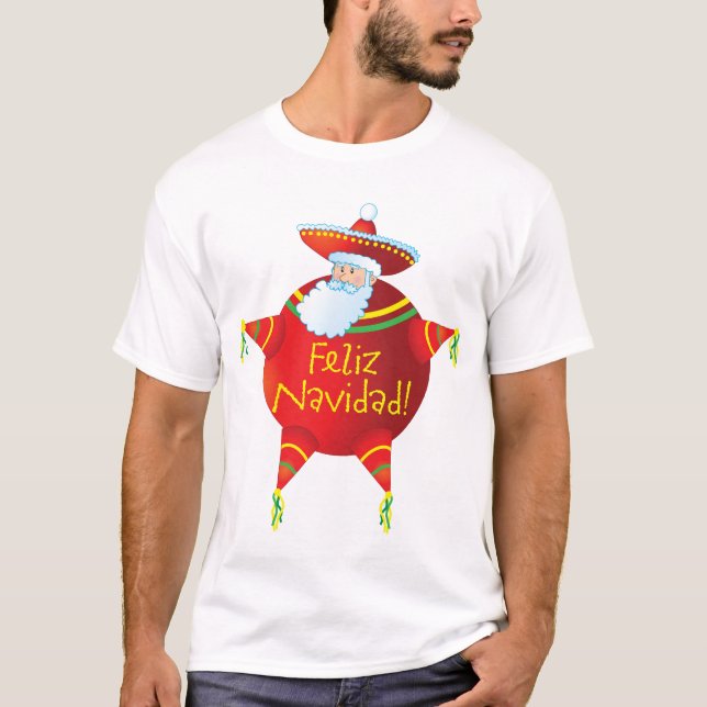 Feliz Navidad - spansk T-skjorta, spanska Santa T-shirt (Framsida)