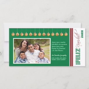 Feliz Navidad Spanska Helgdag Photocard (grönt) Julkort