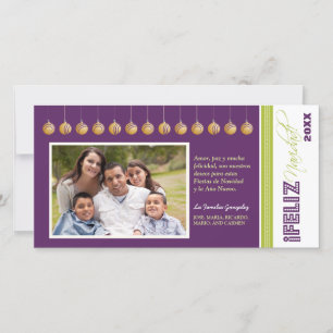 Feliz Navidad Spanska Helgdag Photocard (lila) Julkort