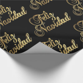 Feliz Navidad Spanska julen Black och Guld Presentpapper