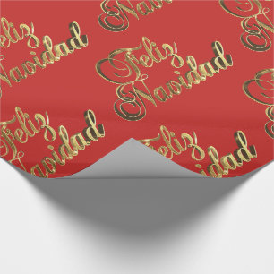 Feliz Navidad Spanska julen Red och Guld Presentpapper