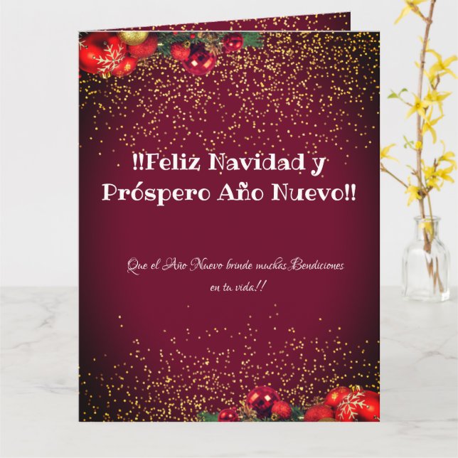 Feliz Navidad Spanska julhälsningar Kort (Gul blomma)