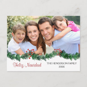 Feliz Navidad Spanska skriptfoto Helg Vykort