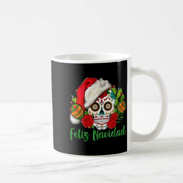 Feliz Navidad Sugar Skull Mexican Christmas  Kaffemugg (Höger)
