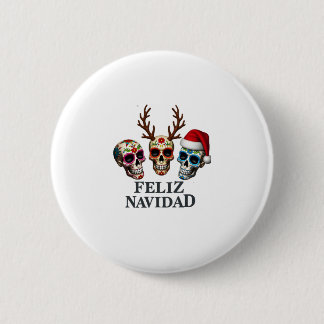 Feliz Navidad Sugar Skulls Reindeer Santa Mexican  Knapp