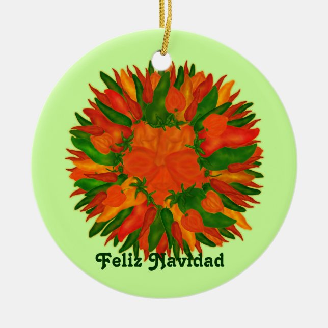 Feliz Navidad Sunny Peppers Julgransprydnad Keramik (Framsidan)