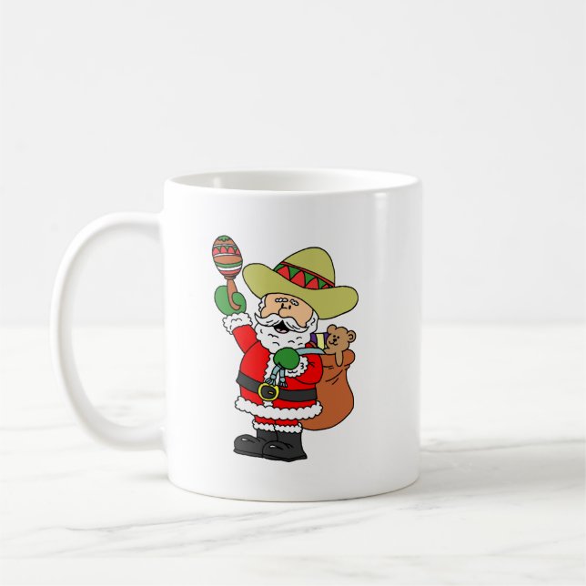 Feliz Navidad Tecknad Santa God jul Kaffemugg (Vänster)