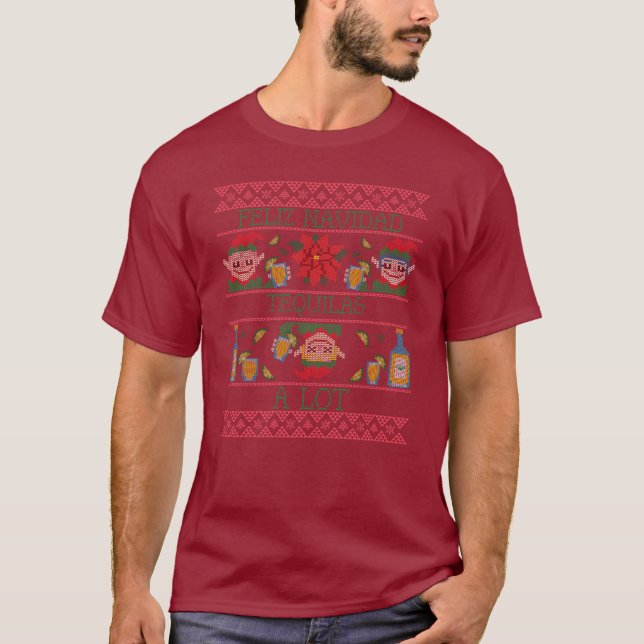 Feliz Navidad Tequilas A Lot T Shirt (Framsida)