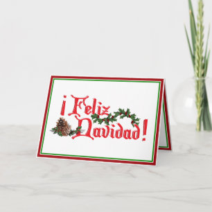 Feliz Navidad-textdesign med Gräs Cones Helgkort
