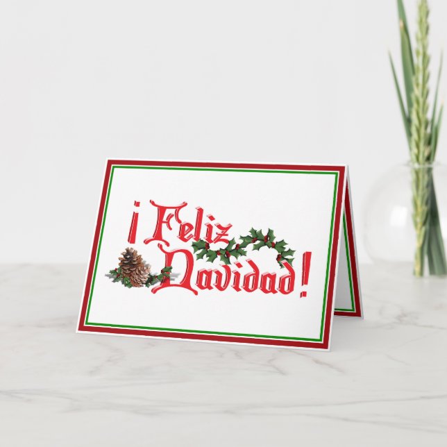 Feliz Navidad-textdesign med Gräs Cones Helgkort (Framsida)