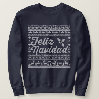 Feliz Navidad Ugly Sweater. Lång Ärmad Tröja