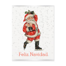Feliz Navidad vintage röda Santa som åker