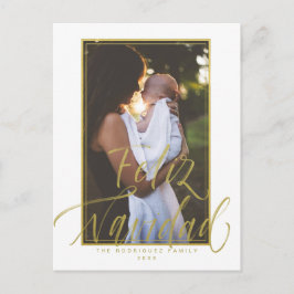 Feliz Navidad White Photo jul Vykort